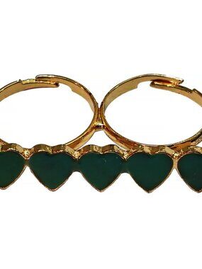 Teal Line Of Hearts Adjustable Ring - Style 187